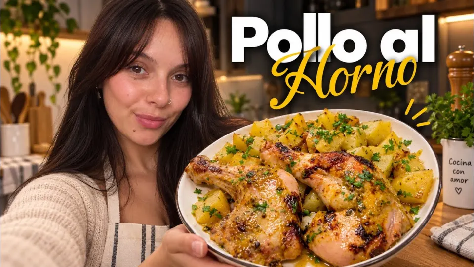 Pollo al Horno con Mostaza y Miel: jugoso, glaseado y con papas en una sola bandeja